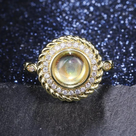 🍂  14K Gold Plated CZ Clear Opal Diamond Ring for Women, FB16FA1129 - Picture 5 of 10